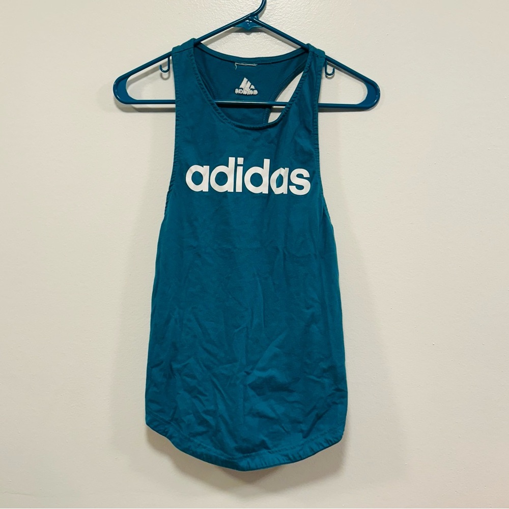 Adidas teal Tank Top with White Logo